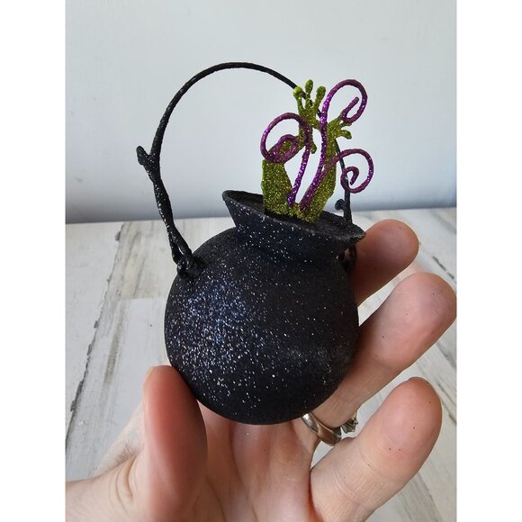 Pier 1 Hocus pocus glitter cauldron ornament frog rare sparkle witch - Picture 4 of 9